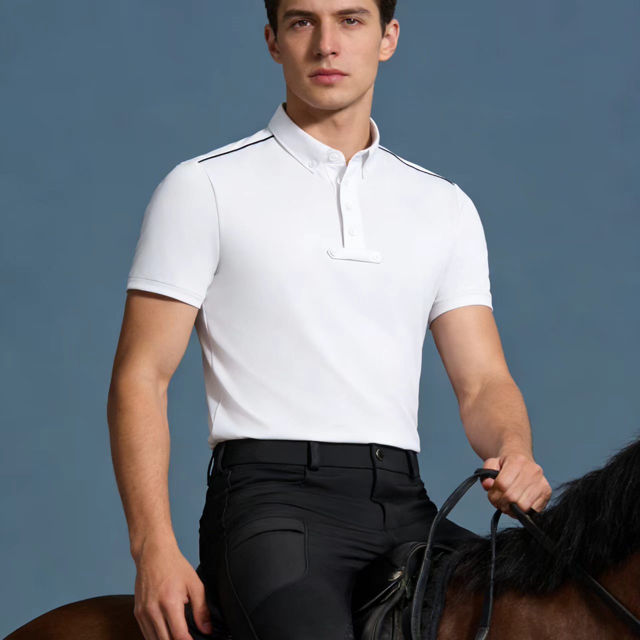 Polo Shirt Equestrian - Men's equestrian top knitted polo shirt