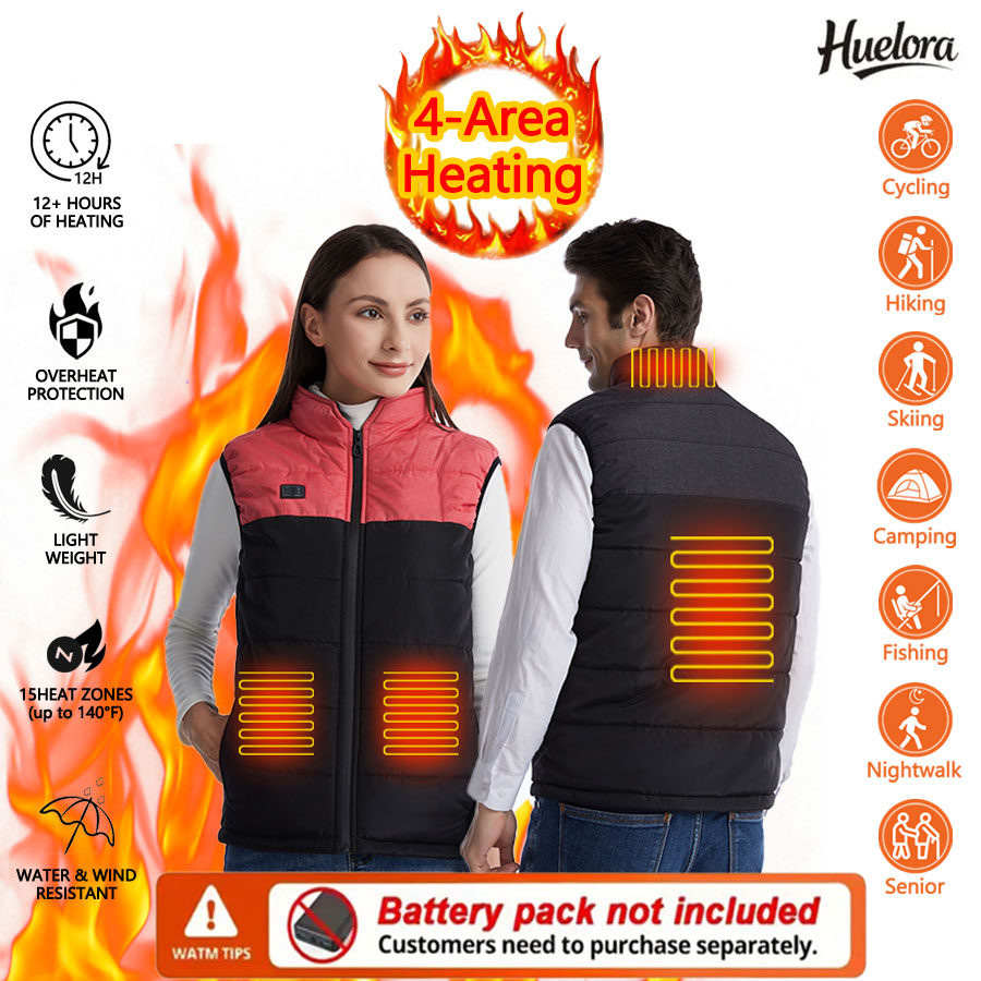 Outdoor Sport Area - 4 Area Heated Winter Stand-collar Vest