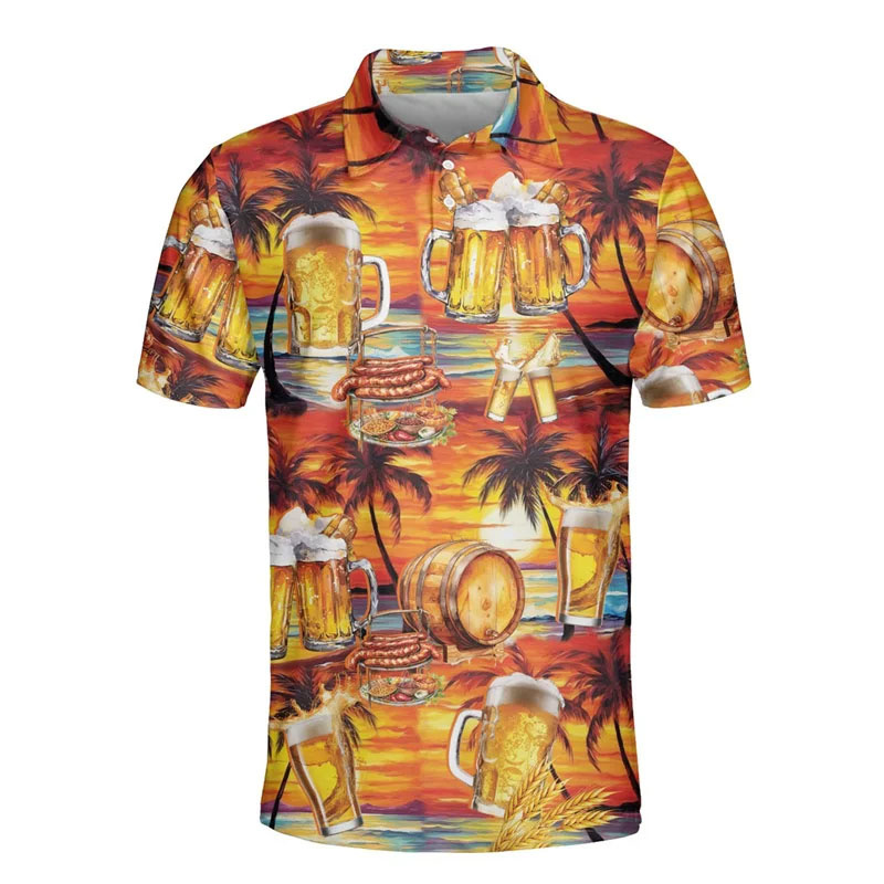 3D Printed Hawaiian Beer Polo  - Polo Shirt Equestrian 评论和价格