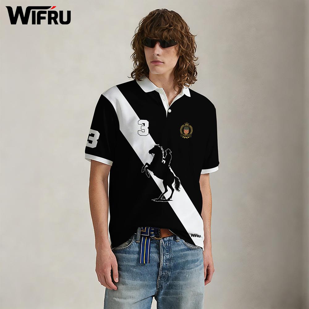 New Black And White Stripe Pol - Polo Shirt Equestrian 评论和价格
